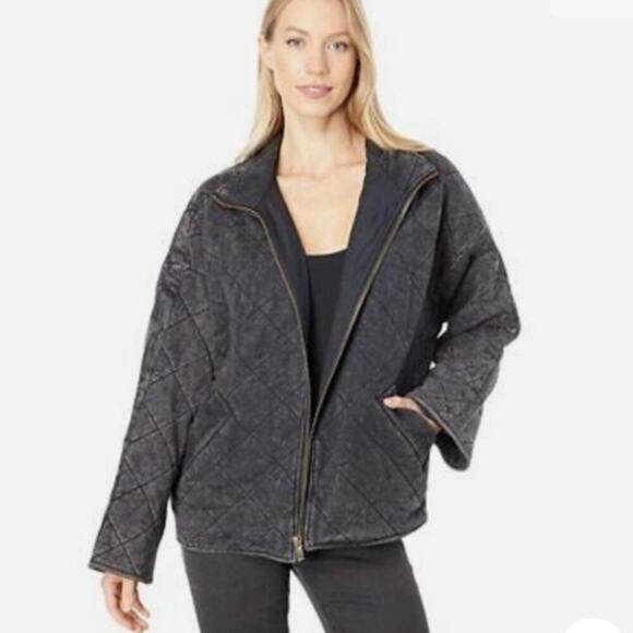 Avec Les Filles Jackets & Blazers - Avec Les Filles French Terry Quilted Dolman Jacket Black Size XS Boho Minimalist